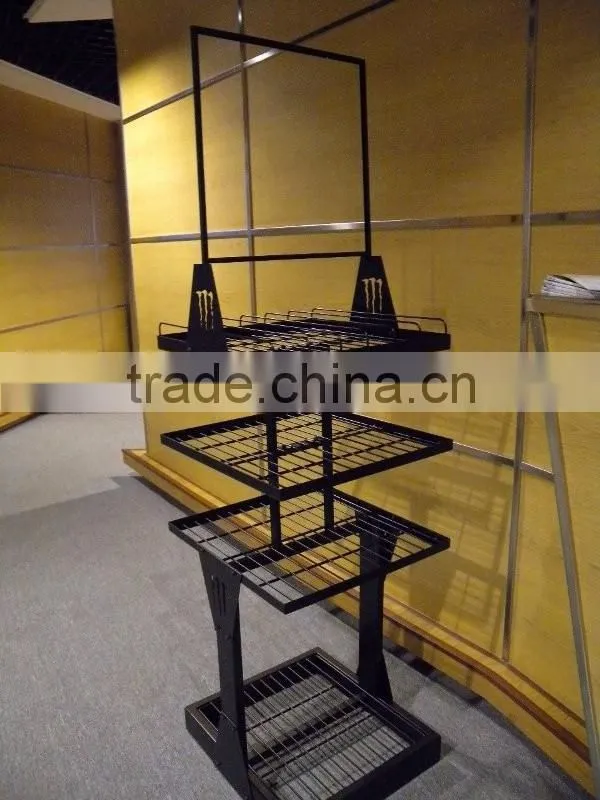 Floor Standing Metal Wire Mesh Retail Bottle Display Racks