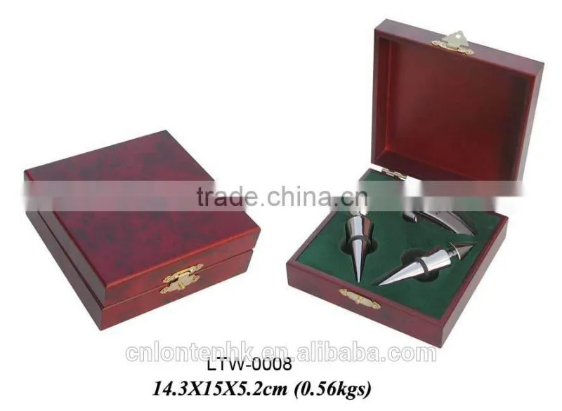 custom wooden wine gift box with wine opener