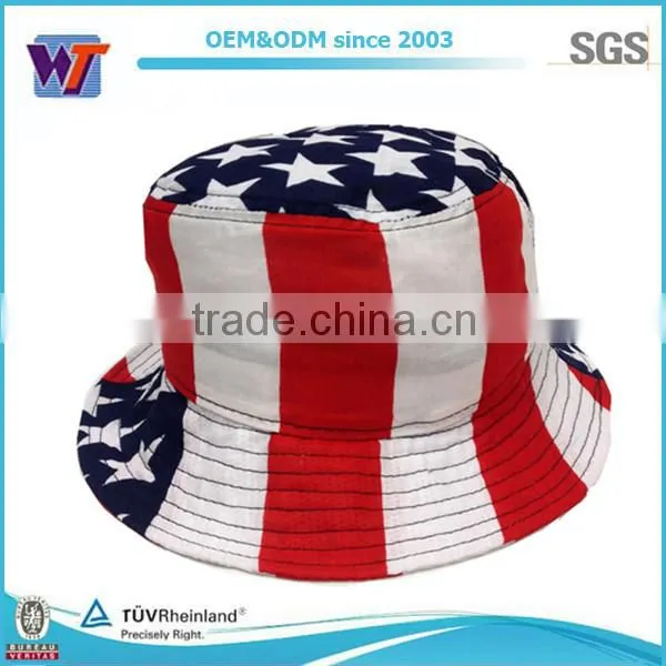 Hot sell and fashional american flag print pattern bucket hat