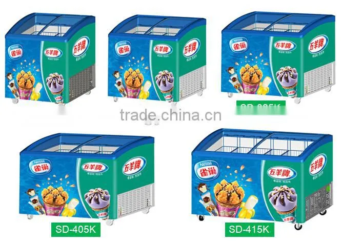 Ice cream freezer, top sliding glass door chest freezer display freezer