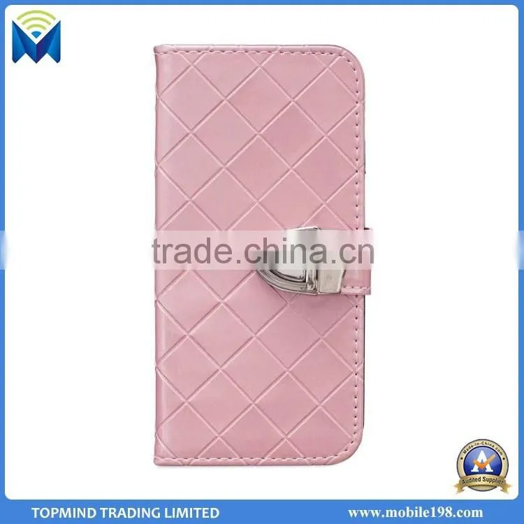 Premium leather book case cover for samsung galaxy s7 with photo frame and metal buckle