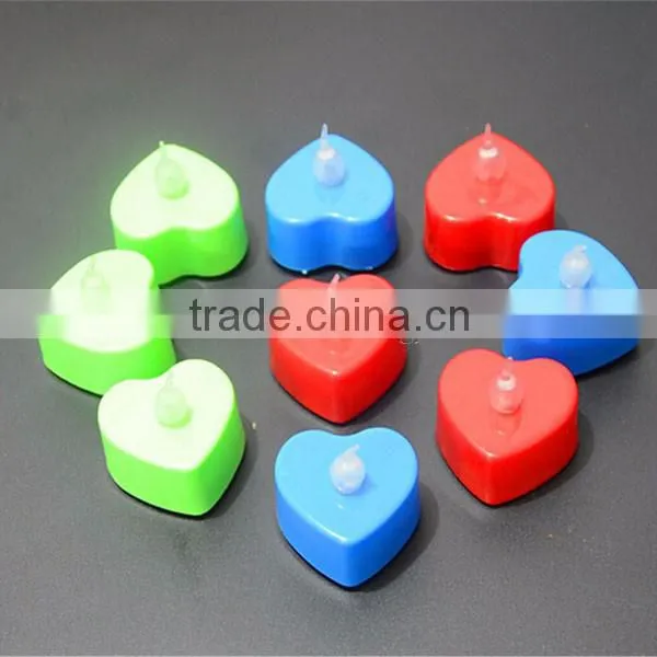 24Pcs / Box 7 Color rechargeable Heart Shaped Tea Light Candle
