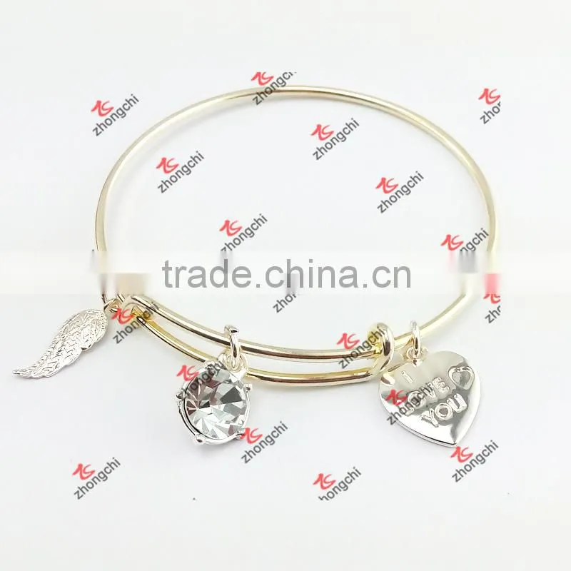 adjustable brass wire bangles gold plated expandable wire bangle Gifts