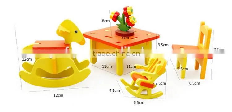 High quality colorful wooden 3d puzzle game for kids
