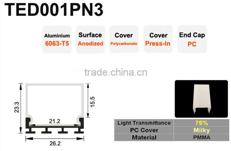 Anodized Aluminum Lighting Decoration Mounted Aluminium Profile Price