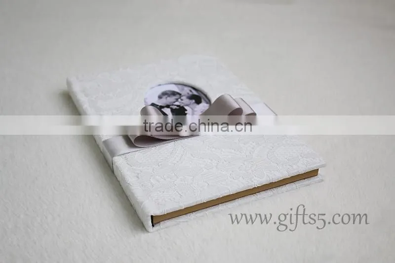 Lace white fabric Wedding Signature Guest Book