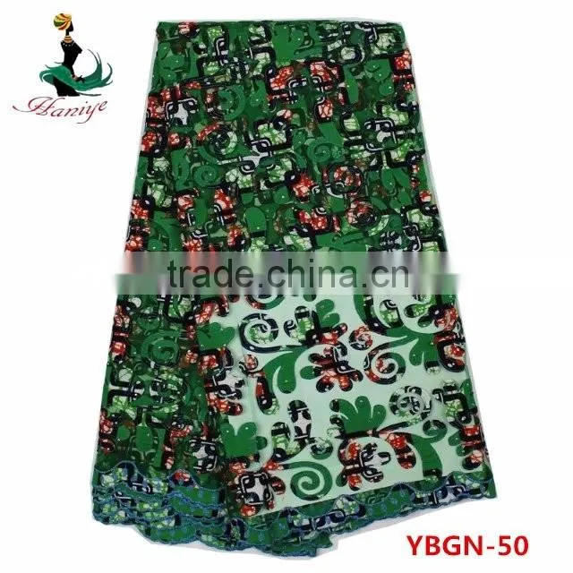 YBGN51 Wax With Lace Fabric for wrap dress,wax with lace for lady