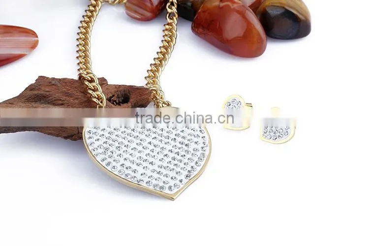 broken heart shaped stainless steel chain necklace jewery set