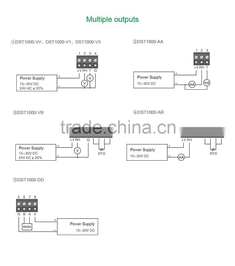 Wall Mount Temperature Humidity Meter Detector RS485 DST1000 Temperature Humidity Transmitter For HVAC