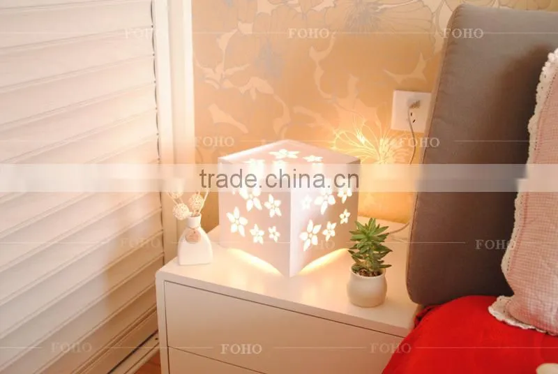 White color Creative DIY carved table lamp with Wood-Plastic Composites material (FH-BL04501)