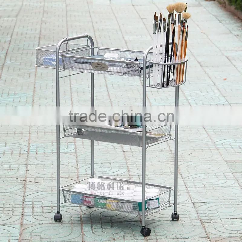 44.2*23.2*76.6cm three layers metal oil painting trolley with 4 wheels