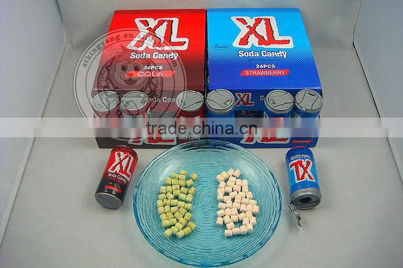 Plastic Zip-top Cans of Soda Tabletting Candy