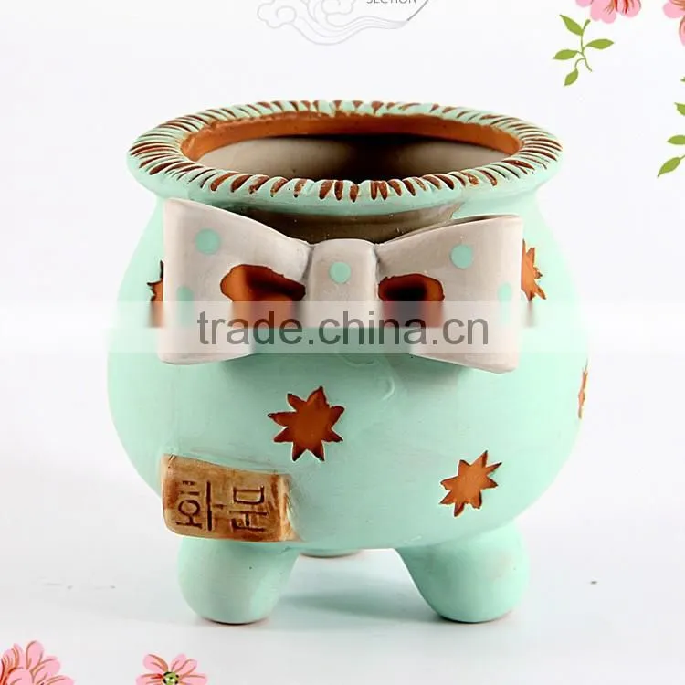 Korean style hand painting ceramic small decorative flower pots