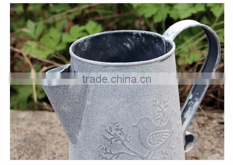 china cheap custom printed antique indoor decoration metal flower pots with birds printing for livingroom