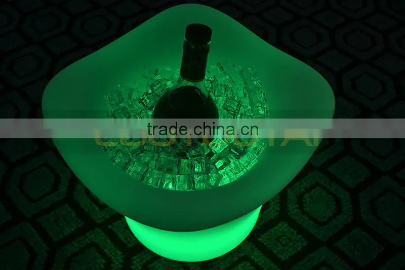 remote control battery operated Plastic illuminated led wine cooler/led wine ice bucket