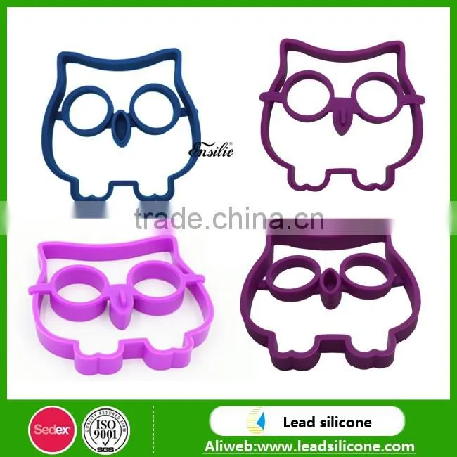 Factory Wholesale Food Grade Owl Shape Silicone Fried Egg Mold, Non-stick Silicone Egg Rings