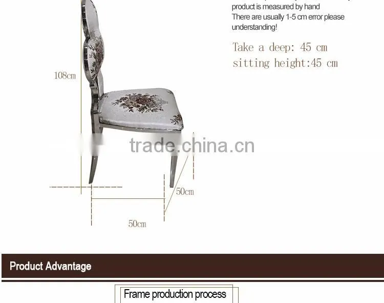 High grade stainless steel heart design dining chair