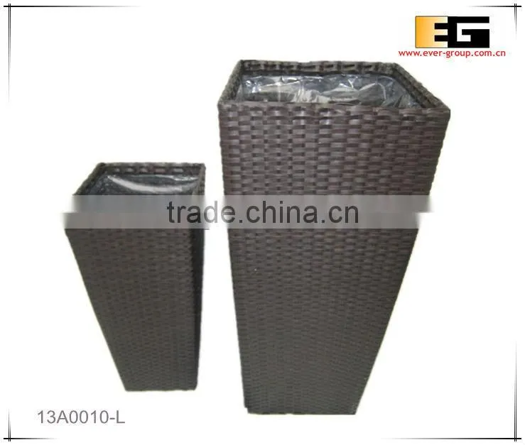 Square PE/Plastic rattan with liner deco planter