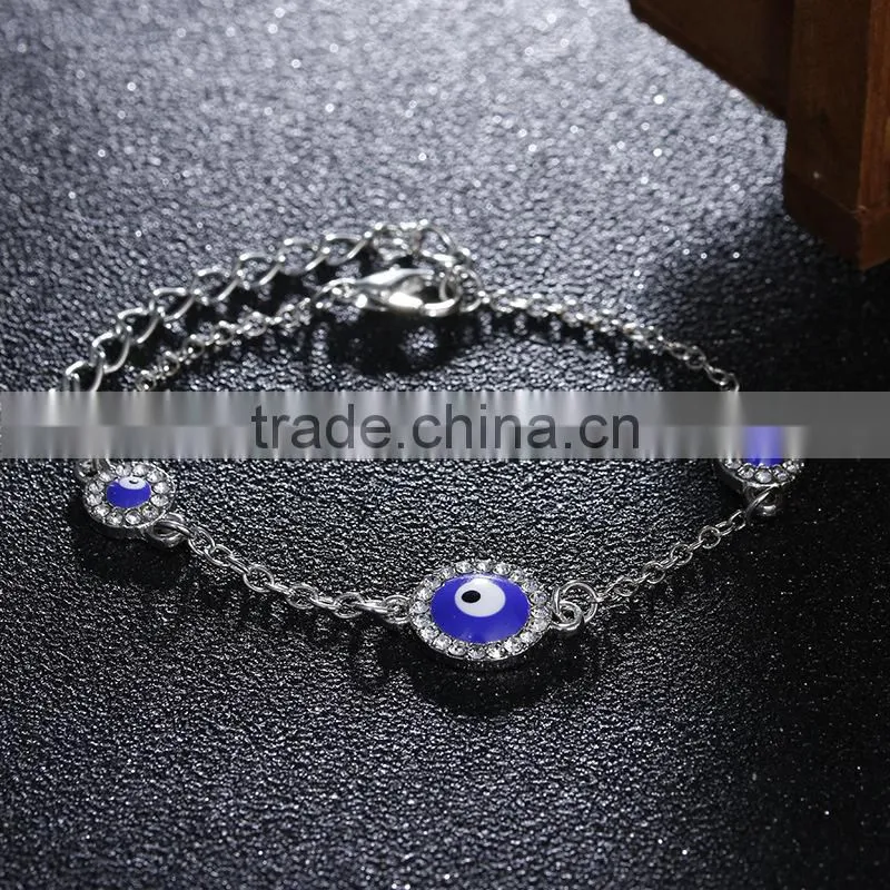 round rhinestone evil eye bracelet gold chain bracelet
