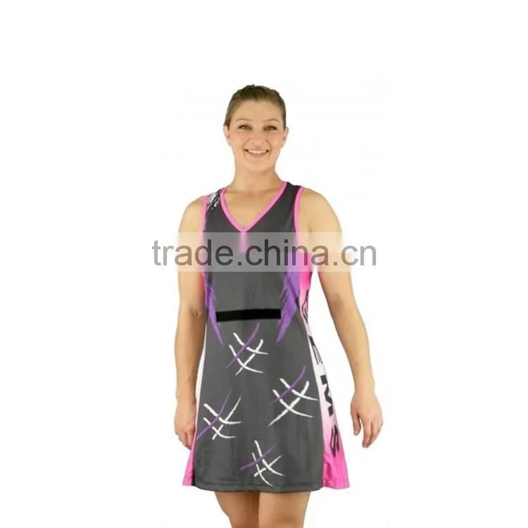 Fashionable baseball jersey dress ladies netball jerseys netball uniforms