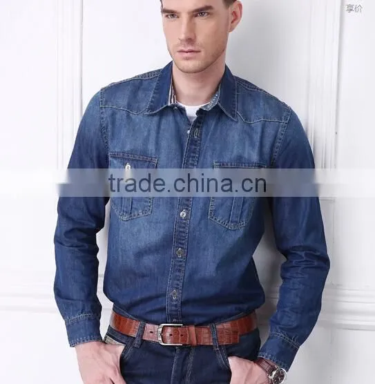 mens blue denimshirt with chest pocket N02