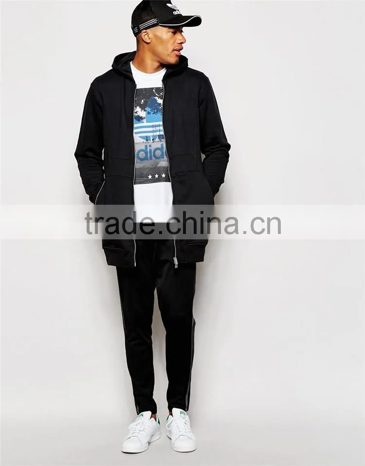 Mens 100% Cotton Pocket Customized Wholesale Plain Black Hoodie