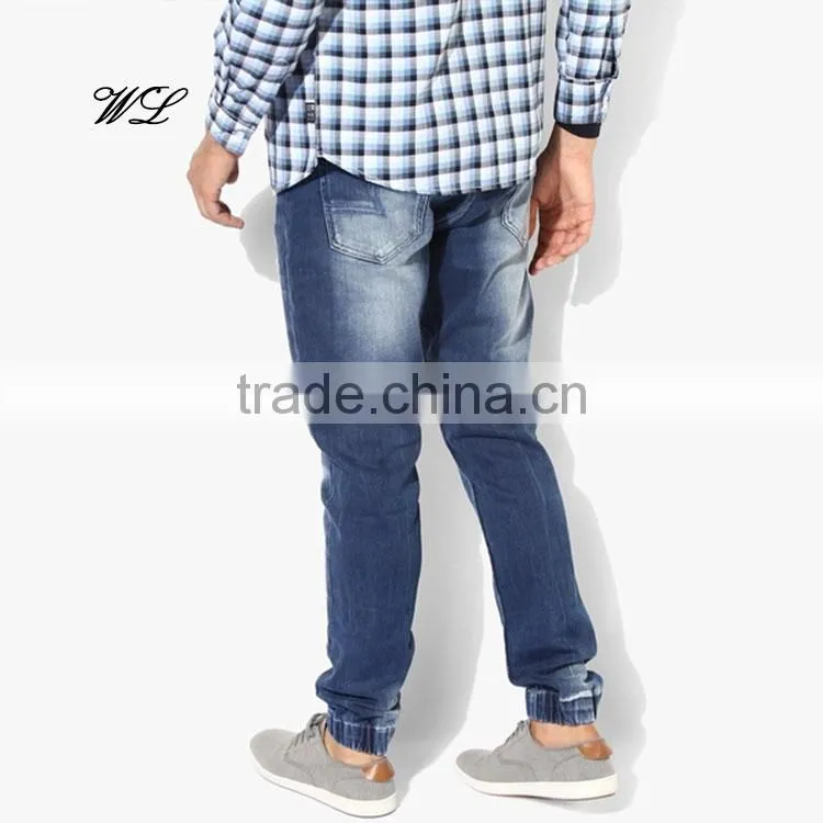 Men ripped jeans 2017 denim fabric custom men's jeans pants