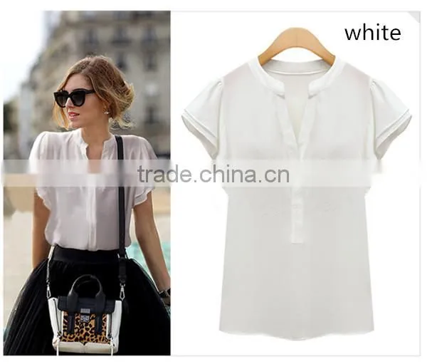 Apricot Pink and white comfortable and breathable t shirt wholesale short sleeve t shirt ladies blouse