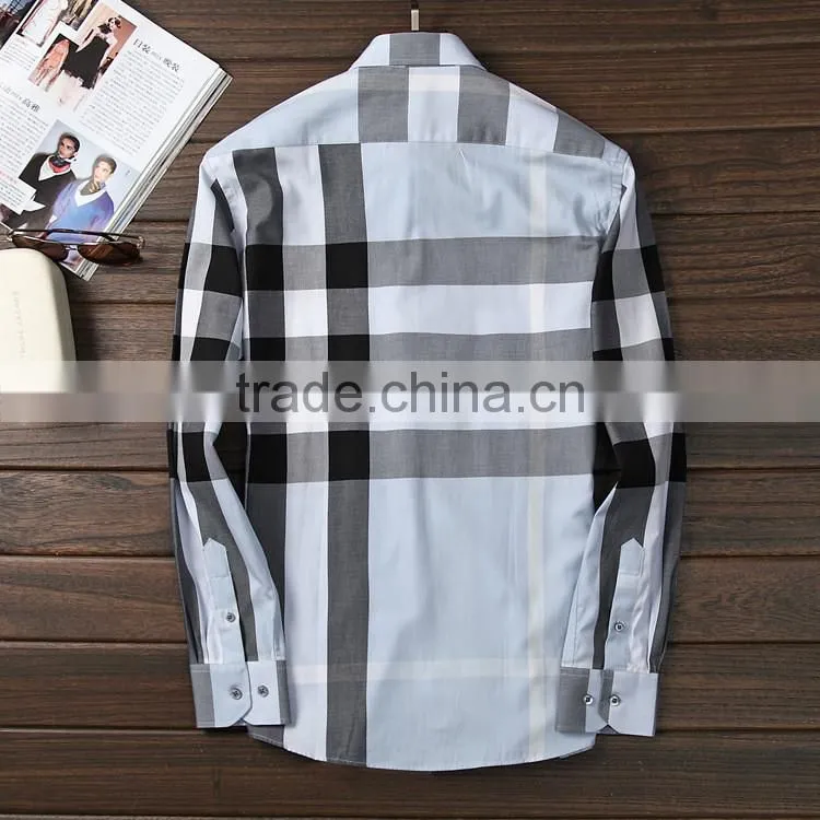 Button down collar checkered new design custom polo shirt for man