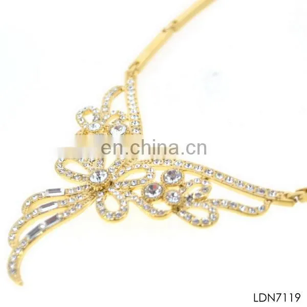 Gold plated enchanting party flower crystal jewelry set