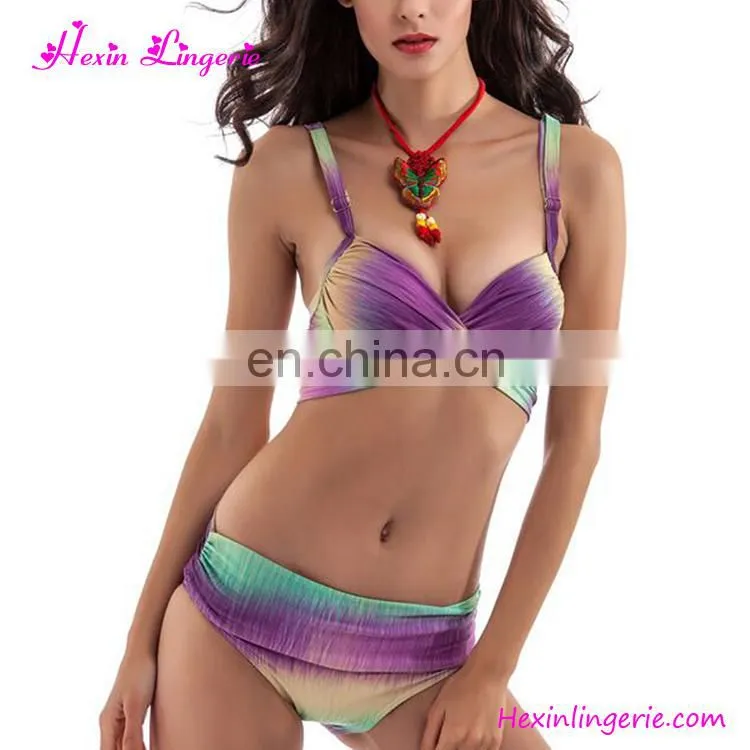 No Moq Custom Push Up Tie Gradient Color Swim Suit Women Swimsuit