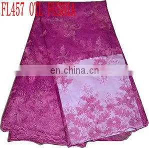 high quality african french lace/organza lace/sequin lace (FL457)