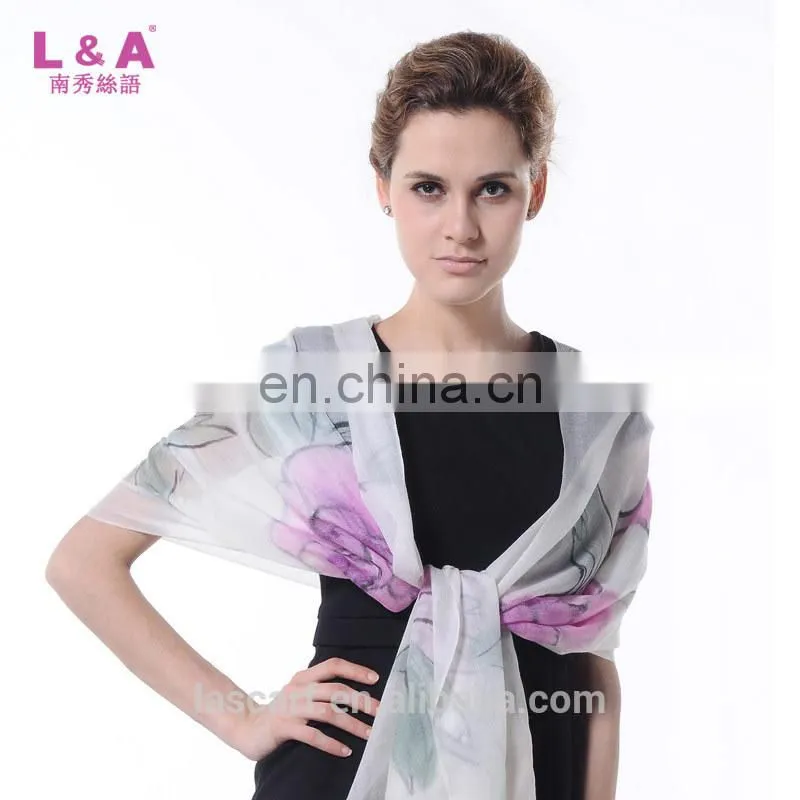 flower hand painted cashmere scarf