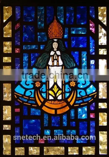 stained glass of church pattern for interior or exterior decoration