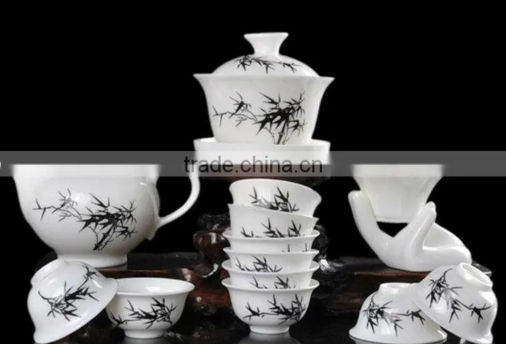 Bird Design Ceramic Tea Set Suit Porcelain Teaset 14 Pcs