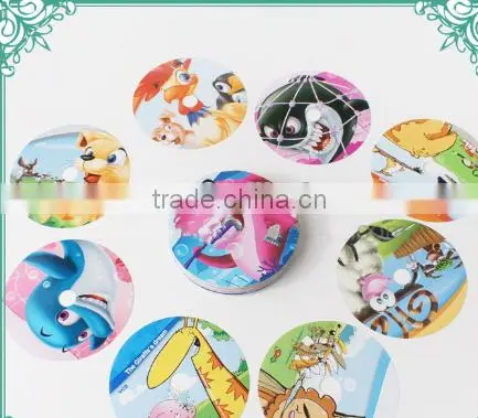 colorful custom round cartoon adhesive label printing, paper pvc printing