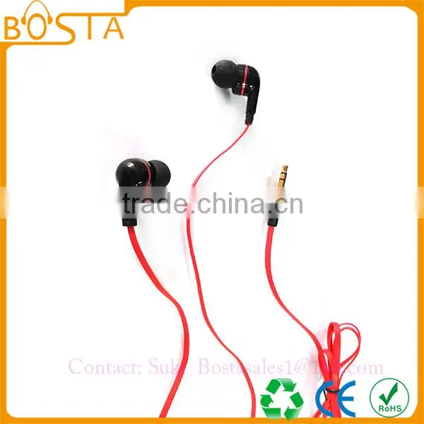 Promotional comfortable communication wholesale fancy flat wired earphones earbuds