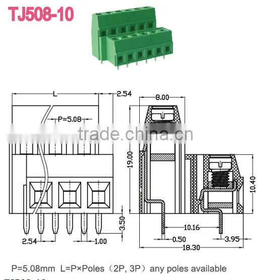 PCB screw terminal blocks 5.08mm WAGO terminal block