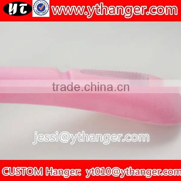 YY0509 clothing brands logos pink non-slip velvet wedding dress hanger velvet flocked clothes hangers