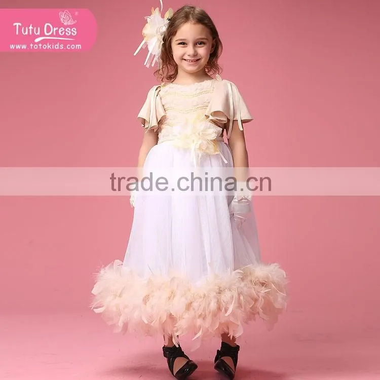 Hot Sale Girl Feather Tutu Dress Pageant Dress Girls Feather Dress