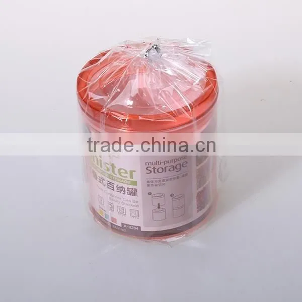 500ml cylindrical shaped plastic seal canister with lids