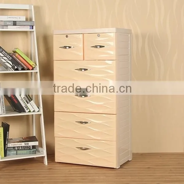 Raised Grain Surface Design Plastic 5 Drawer Unit Storage Cabinet