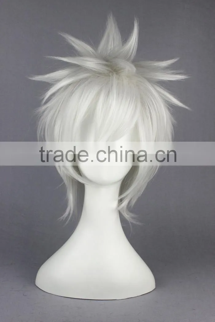 High Quality 35cm Short Straight DEATH NOTE Wig Nate River White Synthetic Anime Wig Cosplay Costume Hair Wig Party Wig