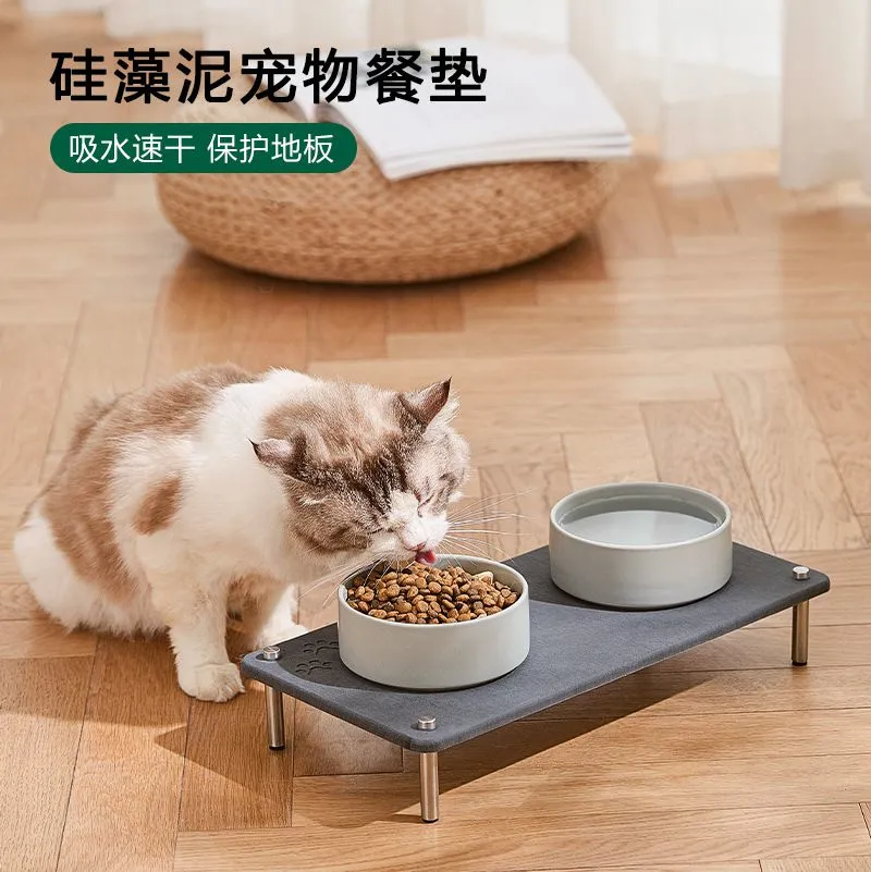 elevated diatomite stone pet food feed mat (1)