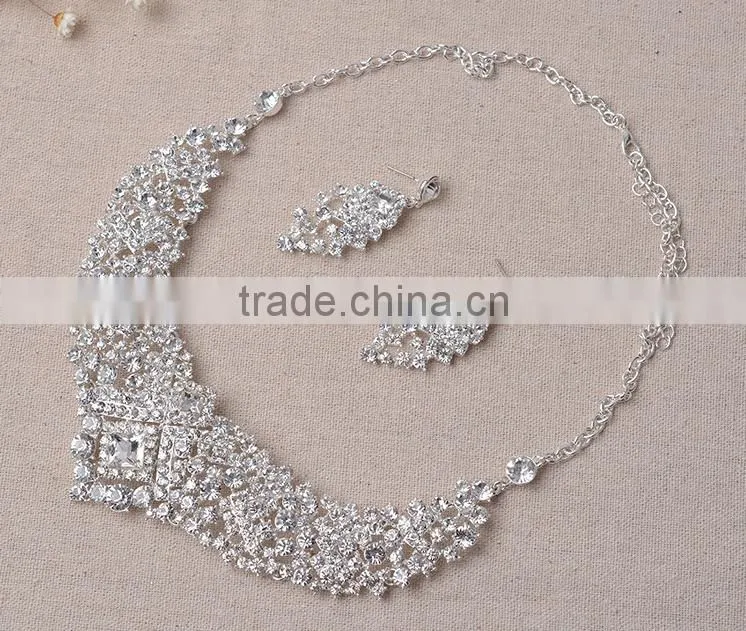 Bridesmaid Rhinestone Chunky Wedding Jewelry Set Beautiful Necklace Set