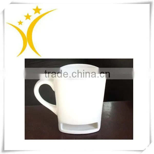 Ceramic cup cookies, ceramic coffee mug with biscuit holder