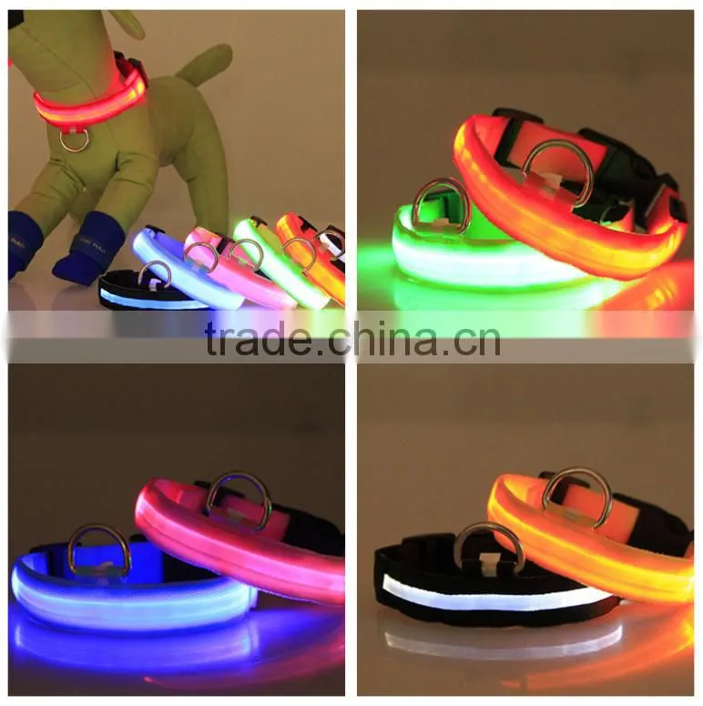 wholesale led dog collars , nylon collars , 2015 fashion Led Dog collar with Insulation sheet in stock!