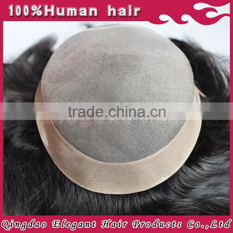 Fine mono men's toupee, PU toupee human hair natural toupee