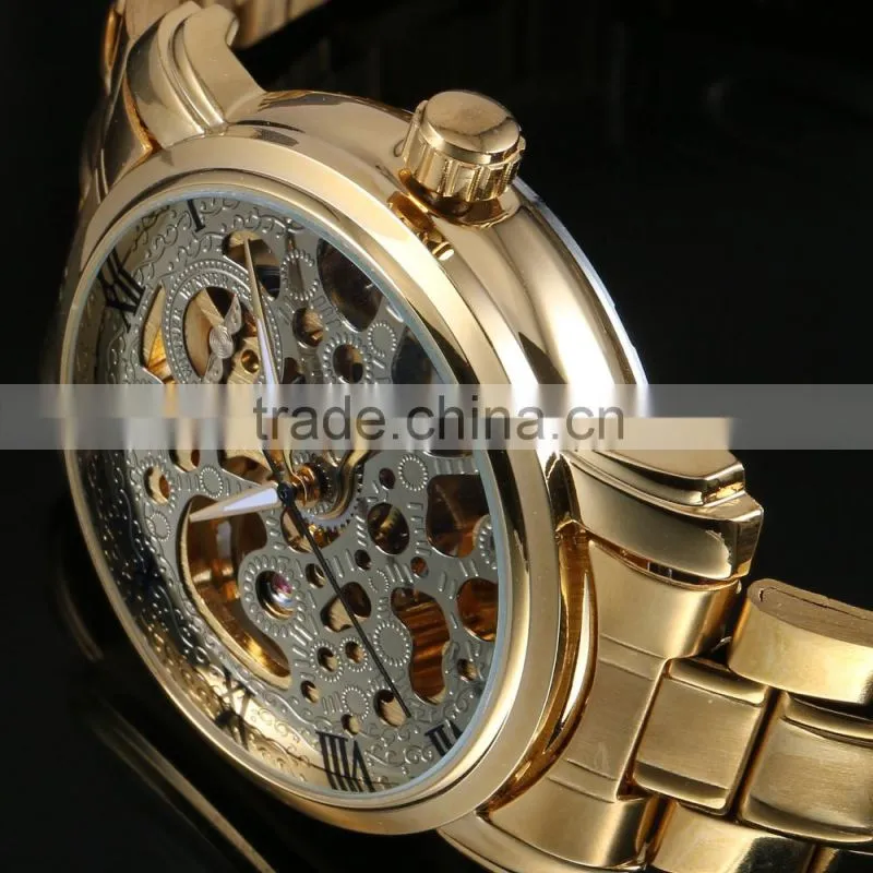2016 Brand New Gold Watch Custom Logo Automatic Self winding Wrist Watch for Men ZB007
