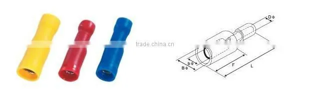 Insulated bullet Shaped Male and Female Crimp terminal,terminal types for electrical cable,copper crimp sleeves
